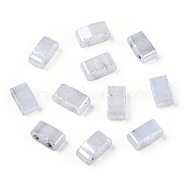 2-Hole Opaque Glass Seed Beads, Lustered, Rectangle, Gainsboro, 4.5~5.5x2x2~2.5mm, Hole: 0.5~0.8mm(SEED-S023-06M)