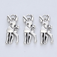 Tibetan Style Alloy Pendants, Cadmium Free & Lead Free, Sika Deer, Antique Silver, 17.5x7x2mm, Hole: 1.6mm, about 833pcs/500g(TIBE-R316-065AS-RS)