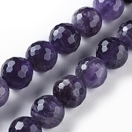 Natural Amethyst Beads Strands, Faceted, Round, 8mm, Hole: 1mm, about 48pcs/strand, 15.51 inch(39.4cm)(G-F653-22-01)