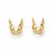 Brass Bead Tips, Calotte End Caps, Clamshell Knot Cover, Real 18K Gold Plated, 6x3mm, Hole: 1.2mm(X-KK-P228-03G)
