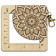 Wooden Square Frame Crochet Ruler, Knitting Needle Gauge, Flower, 7.6x7.6x0.5cm, Hole: 5mm(DIY-WH0536-009)