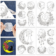 4 Sheets 11.6x8.2 Inch Stick and Stitch Embroidery Patterns, Non-woven Fabrics Water Soluble Embroidery Stabilizers, Moon, 297x210mmm(DIY-WH0455-085)
