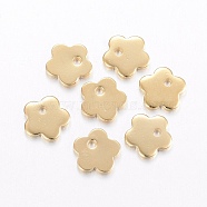 304 Stainless Steel Charms, Flower, Golden, 7x7x1mm, Hole: 1mm(X-STAS-H443-20G)