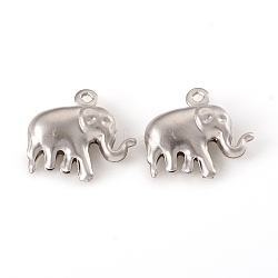 304 Stainless Steel Pendants, Elephant, Stainless Steel Color, 14x15x5mm, Hole: 1mm(X-STAS-G229-25P)