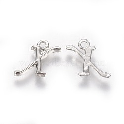 Rack Plating Alloy Alphabet Charms, Letter.X, 13x9x2mm, Hole: 1.5mm, about 50pcs/bag(PALLOY-G255-P-X)