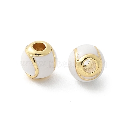 Brass Enamel Beads, Rack Plating, Cadmium Free & Lead Free, Long-Lasting Plated, Real 18K Gold Plated, Round, Tennis, 7.5mm, Hole: 2mm(KK-P294-37G-03)