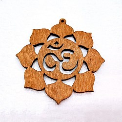 Maple Wood Pendants, Hollow, Flower, Sienna, 58x55x2mm, Hole: 2mm(WOOD-TAC0007-35)