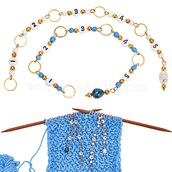 Acrylic Beaded Knitting Row Counter Chains, with Iron Linking Ring & Natural Pearl Beads, Mixed Color, 20.2~20.3cm, 2pcs/set(HJEW-AB00591)