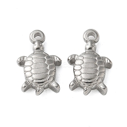 304 Stainless Steel Pendants, Sea Turtle Charms, Stainless Steel Color, 17x11x4mm, Hole: 1.6mm(STAS-I330-036P)