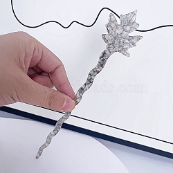Leaf Cellulose Acetate(Resin) Hair Sticks, for Women Girls, Gray, 180x37mm(PW-WG19700-06)