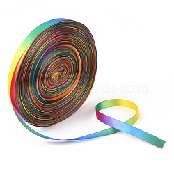 Rainbow Gradient Polyester Ribbon, Double Face Satin Ribbon, for Crafts Gift Wrapping, Party Decoration, Colorful, 3/8 inch(9mm), 50 yards/roll(45.72m/roll)(OCOR-G008-01A)
