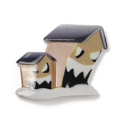 Hallowmas Opaque Resin Decoden Cabochons, Haunted House, 28x30x4mm(RESI-M044-01G)