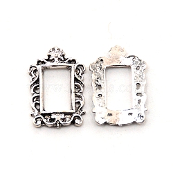 Alloy Nail Alloy Photo Frame Design, 3D Retro Hollow Nail Art Decoration Patch, Rectangle, Antique Silver, 14x9.5x1mm(MRMJ-WH0080-03AS)