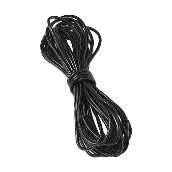 Cowhide Leather Cord, Leather Jewelry Cord, Jewelry DIY Making Material, Round, Black, 2mm
