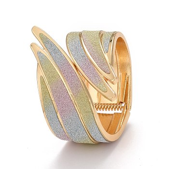 Sparkling Wing Wrap Cuff Bangle, Chunky Wide Hinged Open  Bangle for Women, Light Gold, Colorful, Inner Diameter: 2x2-3/8 inch(5.1x5.9cm)