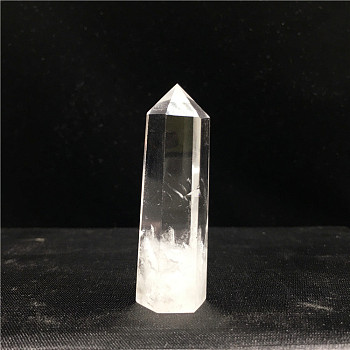 Point Tower Natural Quartz Crystal Home Display Decoration, Healing Stone Wands, for Reiki Chakra Meditation Therapy Decos, Hexagon Prism, 50~60mm