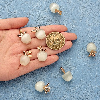 10Pcs Apple Gemstone Charm Pendant Crystal Quartz Healing Natural Stone Pendants Opal Buckle for Jewelry Necklace Earring Making Crafts, White, 20.5x14.8mm, Hole: 3mm