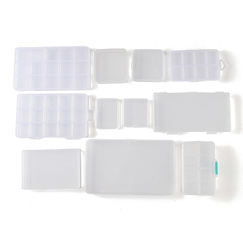 (Defective Closeout Sale: Scratched) Plastic Grid Bead Container Boxes, Rectangle/Square, Clear, 51~199x67~186x12~30.5mm, Inner Diameter: 30~122x25~185mm