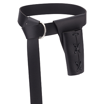 Men's PU Leather Belt Sword Dagger Frog Case, Sword Holster Waist Belt, Black, 73-1/4 inch(186cm)