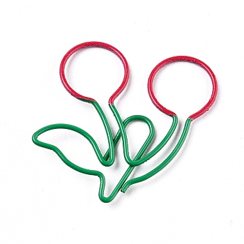 Cherry Shape Iron Paperclips, Cute Paper Clips, Funny Bookmark Marking Clips, Sea Green, 34~36x20~36x2.4mm