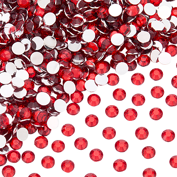950Pcs Resin Rhinestone Cabochons, Half Round, Back Plated, Faceted, FireBrick, 4x1.5mm
