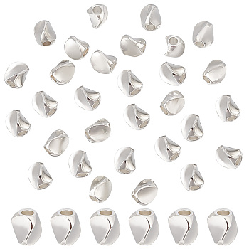 Elite 50Pcs Brass Spacer Beads, Long-Lasting Plated, Triangle, 925 Sterling Silver Plated, 4.5x4.5mm, Hole: 1.8mm