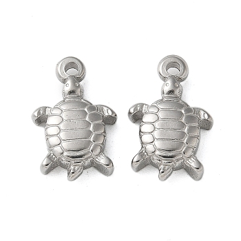 304 Stainless Steel Pendants, Sea Turtle Charms, Stainless Steel Color, 17x11x4mm, Hole: 1.6mm