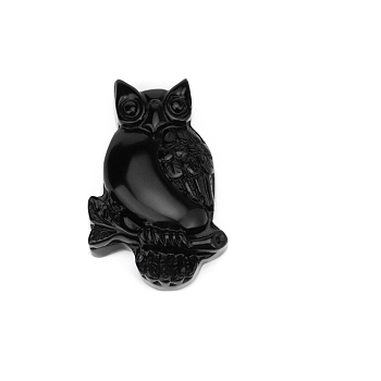 Natural Obsidian Carved Big Pendants, Owl, 51x33mm