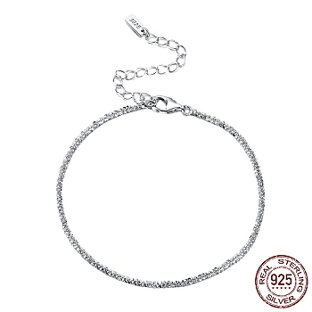 Rhodium Plated 925 Sterling Silver Spike Link Bracelets, with S925 Stamp, Platinum, 6-1/2 inch(16.5cm)
