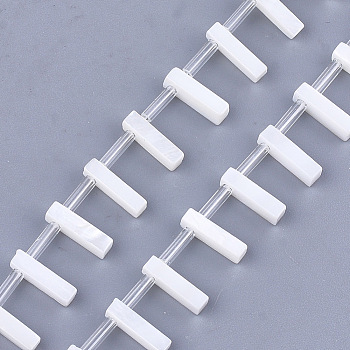 Natural Freshwater Shell Beads, Top Drilled Beads, White, Letter.I, 10x2.5x3mm, Hole: 0.8mm