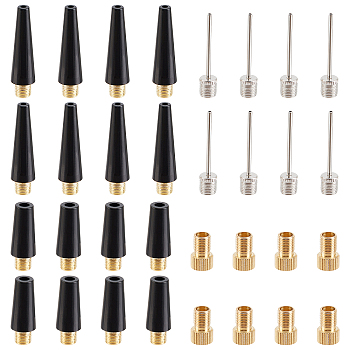 CHGCRAFT 8 Sets Brass & Iron Pump Needle Nozzle Adapter Kit, for Inflating Balloon, Basketball, Bicycle, Swimming Ring, Black, 1.55~4.3x0.8~1.1cm, 4pcs/set