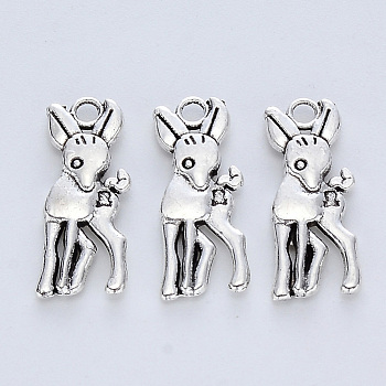 Tibetan Style Alloy Pendants, Cadmium Free & Lead Free, Sika Deer, Antique Silver, 17.5x7x2mm, Hole: 1.6mm, about 833pcs/500g