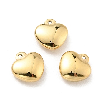 Ion Plating(IP) 304 Stainless Steel Glaze Manual Polishing Charms, Heart, Golden, 12.5x12x4.8mm, Hole: 1.4mm