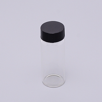 Glass Bottle, with Plastic Screw Cover, Column, Black, 2.75x7.5cm, Capacity: 30ml(1.01 fl. oz)