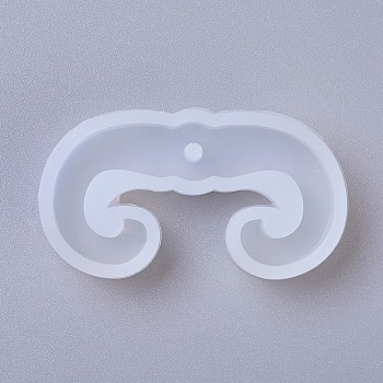 Pendant Silicone Molds, Resin Casting Molds, For UV Resin, Epoxy Resin Jewelry Making, Mustache, White, 25x47x8mm, Hole: 2.5mm