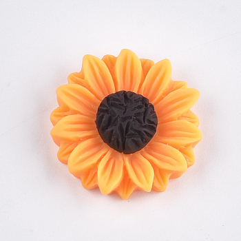 Resin Cabochons, Sunflower, Dark Orange, 24x7mm