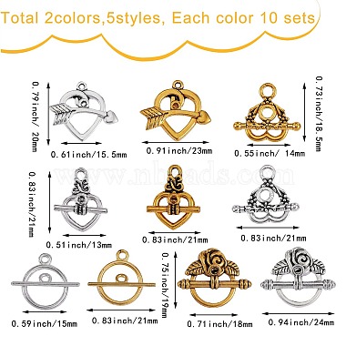 100Sets 10 Style Alloy Toggle Clasps(FIND-SZ0002-15)-2
