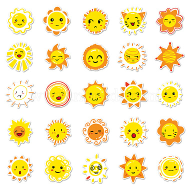 50Pcs Cartoon Sun-themed PVC Self-Adhesive Stickers(PW-WG89750-01)-3