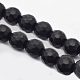 Faceted Round Natural Black Stone Beads Strands(G-E302-066-6mm)-1