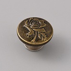 Zinc Alloy Scalable & Removable Button Pins for Jeans, Flat Round, Rose Pattern, 17x7mm(FIND-WH0034-92AB-01)