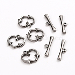 Tarnish Resistant 304 Stainless Steel Toggle Clasps, Heart, Stainless Steel Color, Heart: 15x15.5x2mm, Hole: 1.6mm, Bar: 21x6x2.5mm, Hole: 1.5mm(STAS-D142-06A-P)
