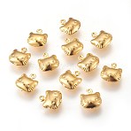 304 Stainless Steel Kitten Charms, Cat Head Shape, Golden, 9.5x10.5x4mm, Hole: 1mm(STAS-E447-24G)
