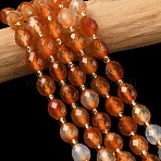Natural Carnelian Beads Strands, Faceted, Rice, with Seed Beads, Dyed & Heated, 8x7mm, Hole: 0.8mm, about 37pcs/strand, 15.75''(40cm)(G-F809-A51-01)