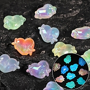 Luminous Glow in the Dark Acrylic Beads, Heart, 14x20mm, Hole: 2.4mm, 50pcs/bag(PW-WG91734-01)