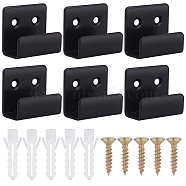 10Pcs Iron Wall Mounted Hook Hangers for Ceramic Tiles, with Iron Screws & Plastic Anchor Plug, Black, 40x34.5x20mm, Hole: 4.5mm, Inner Diameter: 14.5mm(AJEW-GA0006-81)