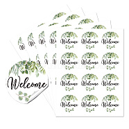 5 Sheets Round Dot PVC Waterproof Decorative Sticker Labels, Self Adhesive Car & Word Decals for Sealing Bag Decoration, Leaf, 232x175x0.2mm, Sticker: 50mm, 12pcs/sheet(DIY-WH0481-25)