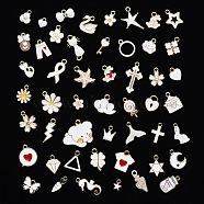 Alloy Enamel Charms, Light Gold, Mixed Shapes, Mixed Color, 9~25x7~18x1~6.5mm, 50pcs/set(FIND-YW0001-45)