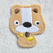 Computerized Embroidery Cloth Iron/sew On Patches, Costume Accessories, Appliques, Dog, BurlyWood, 55x45mm(DIY-L003-110)