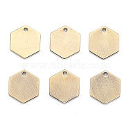 Brass Charms, Stamping Blank Tag, Long-Lasting Plated, Hexagon, Brushed Antique Bronze, 12x10x1mm, Hole: 1.2mm(KK-E784-01AB)