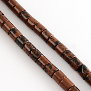 Natural Mahogany Obsidian Stone Bead Strands, Column, Dark Red, 6x6mm, Hole: 1mm, about 66pcs/strand, 15.7 inch(G-R187-11)